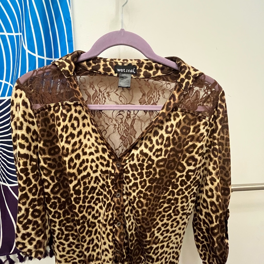 Wet Seal Leopard Print Lace Top